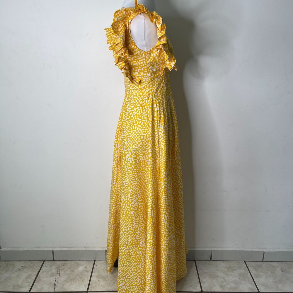 SIKA by Anthropologie Women's Yellow Marigold Ruffled Maxi Dress Size 4P - Picture 10 of 16